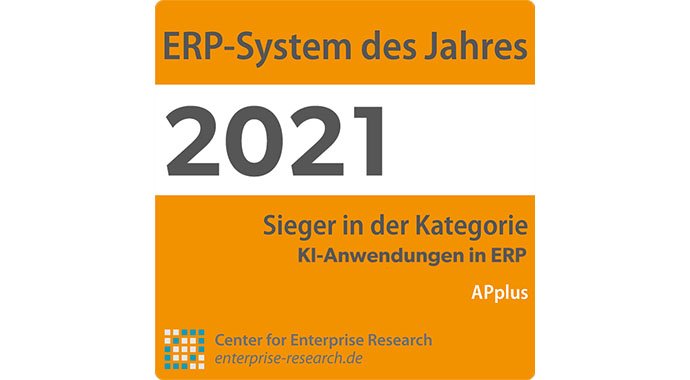 Center for Enterprise Research: APplus ist „ERP-System des Jahres“ für KI-Anwendungen